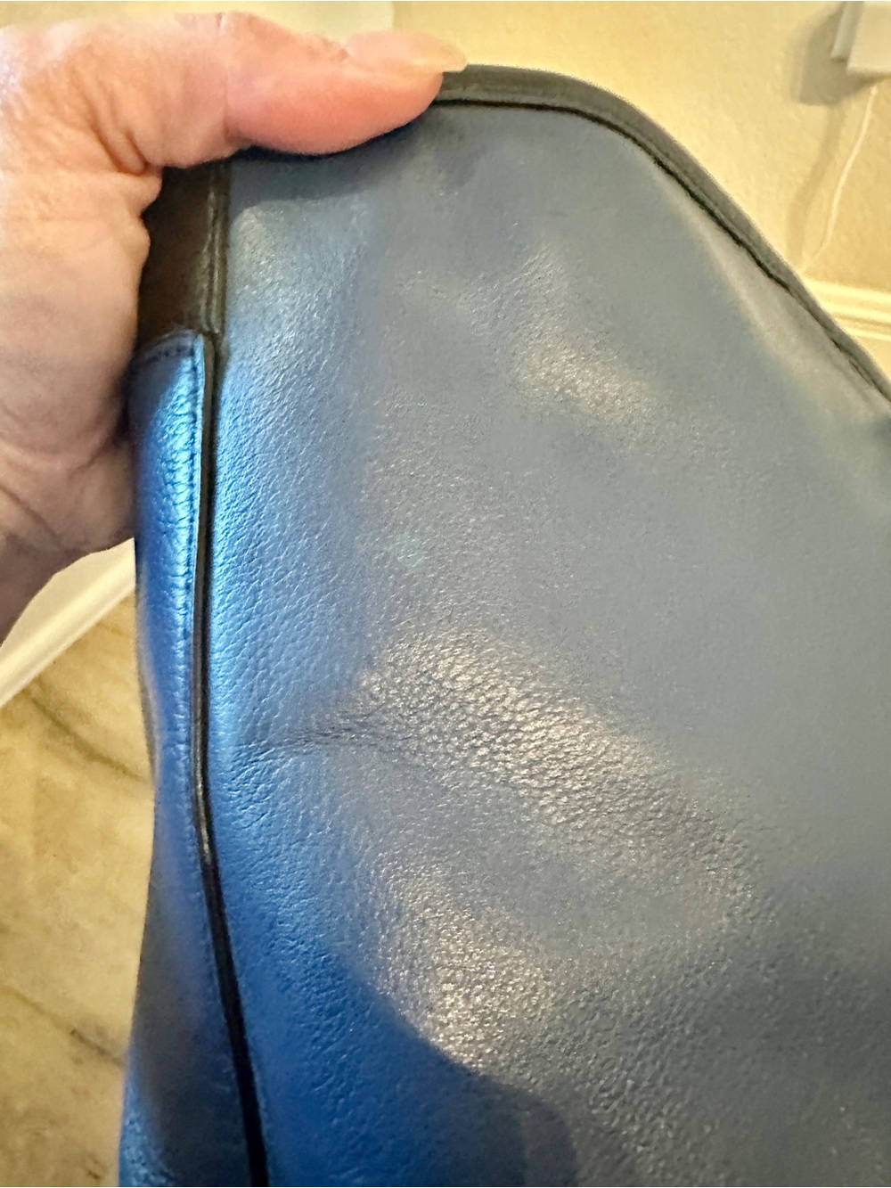 Coach Vintage Blue Navy Color Block Leather Perry Business Tote with Black Trim - Picture 16 of 16